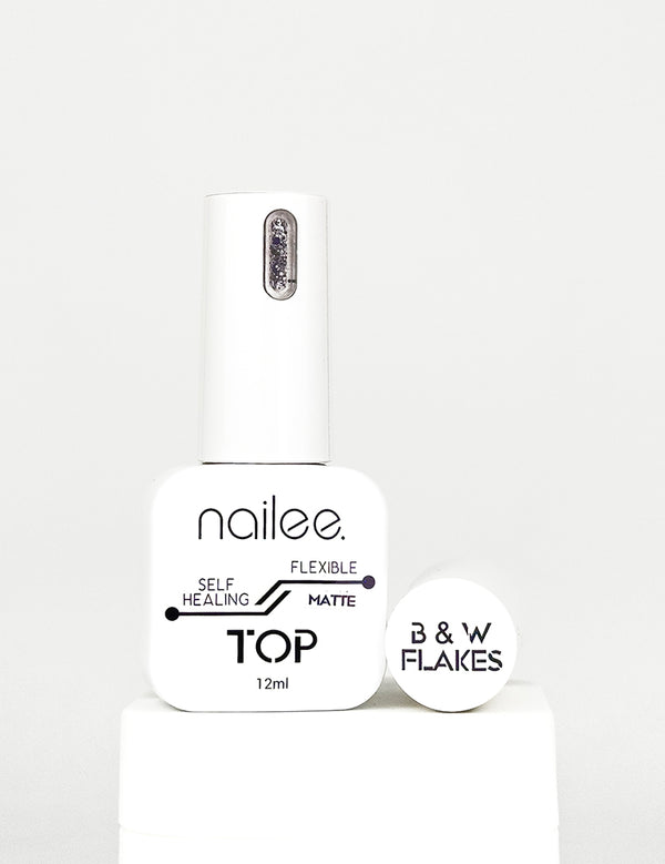 TOP Black&White Flakes Matte - 12ml